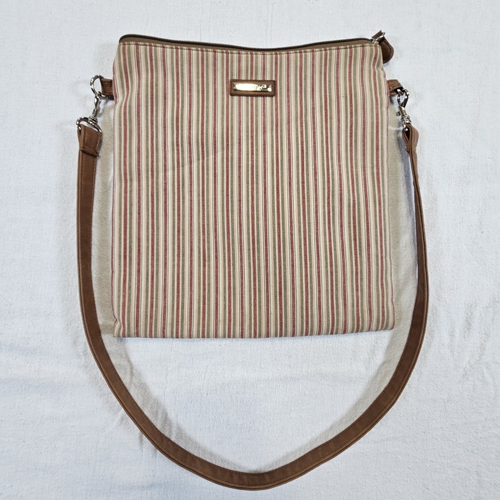 Longaberger Homestead Harvest Stripe Shoulder Bag Retired Zipper Vintage